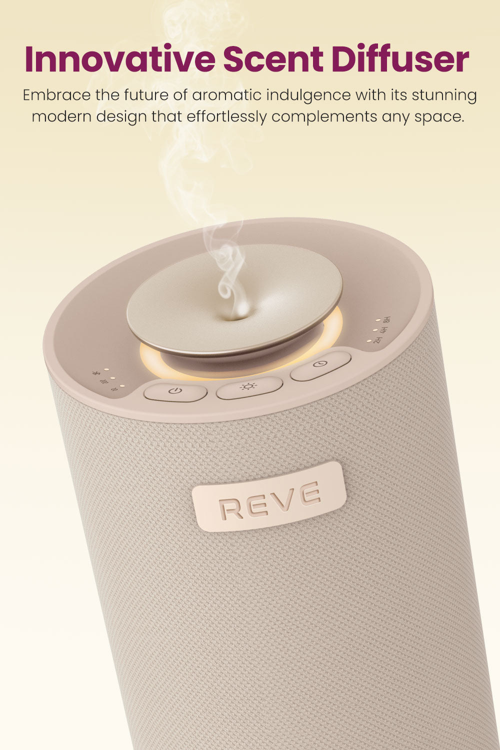 Reve Scent Diffuser with Built-in Speaker Waterless Aromatherapy Essential Oil Diffuser 10 Hrs Working Time Long Lasting Fragrance Rechargeable with LED Light for Car Home and Offices