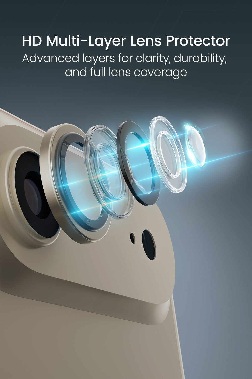 Moxedo Camera Lens Protector for iPhone 17 Air 6.5” 2025 9H Tempered Glass Aluminum Alloy Individual Ring Camera Lens Cover Protector with Easy Installation Tool – Gold