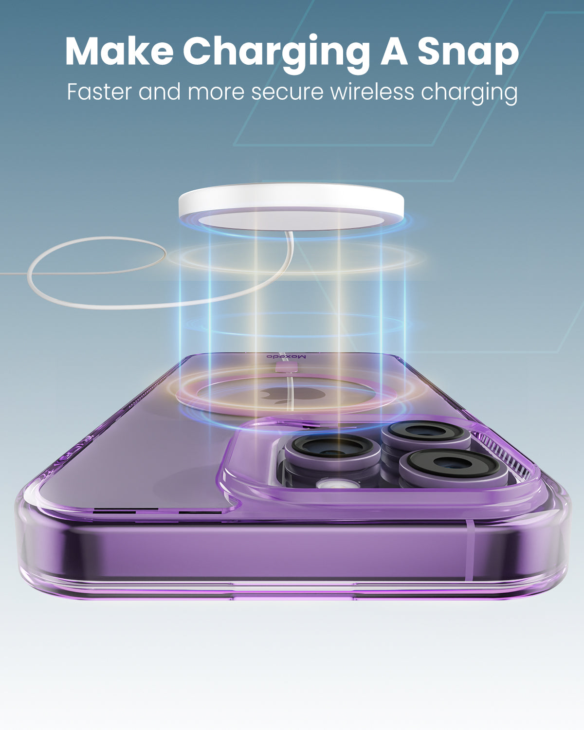 Moxedo Magnetic Protective Case 360 Protection Clear Case Hard PC with Built-in Strong Magnets for iPhone 14 Pro 6.1 inch (Purple)