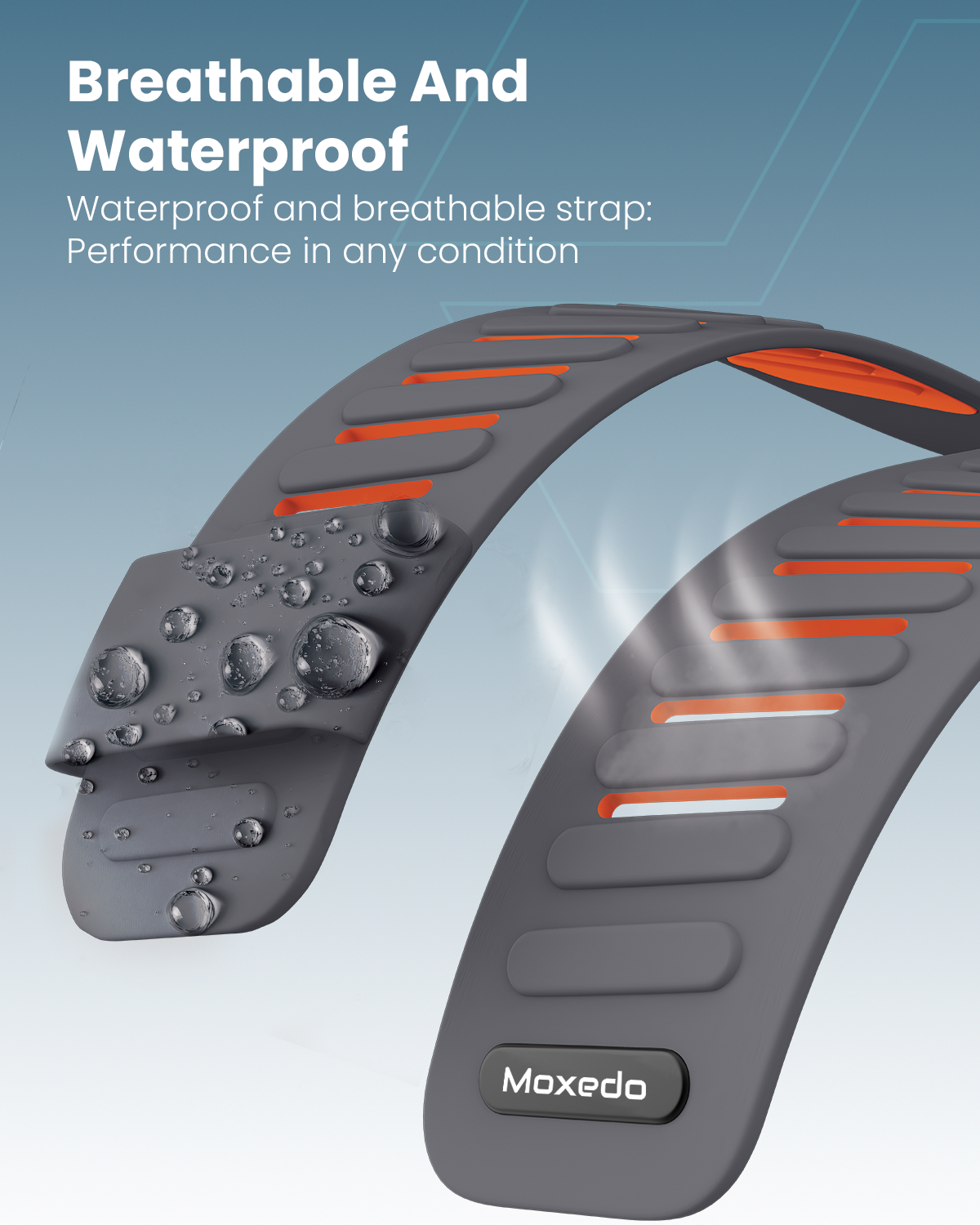 Moxedo Flow-Fit Silicone Strap Compatible with WHOOP 4.0  Adjustable Replacement Band for Men & Women Lightweight, Sweatproof, Skin-Friendly, Secure Fit, Waterproof Sports Loop - Gray/Orange