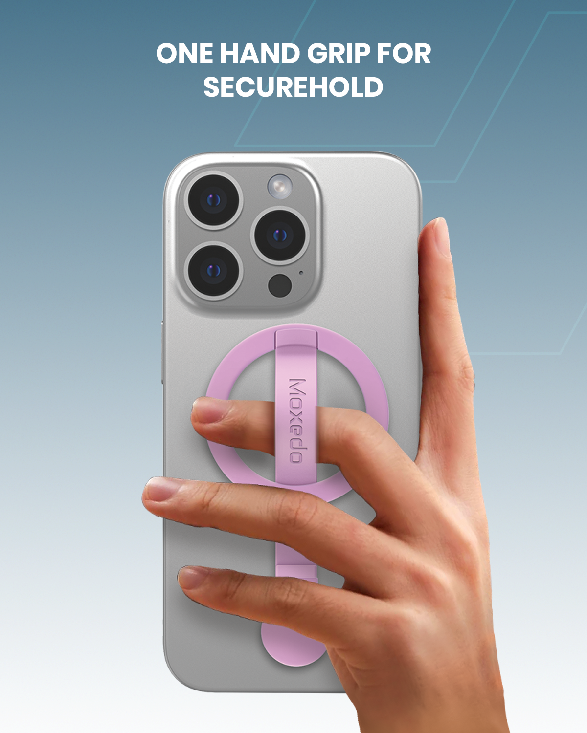 Moxedo Snap-On Magnetic Phone Grip Soft Silicone Grip Adjustable Strap with Double Sided Magnetic Design Compatible for iPhone 16 15 Pro Max Plus 14 13 12 and All Phones - Purple