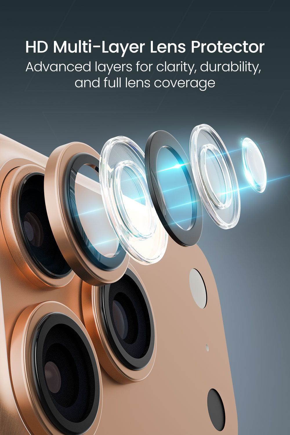 Moxedo Camera Lens Protector for iPhone 17 Pro 6.3”/ iPhone 17 Pro Max 6.9” 9H Tempered Glass Aluminum Alloy Individual Ring Camera Lens Cover Protector with Easy Installation Tool– Orange