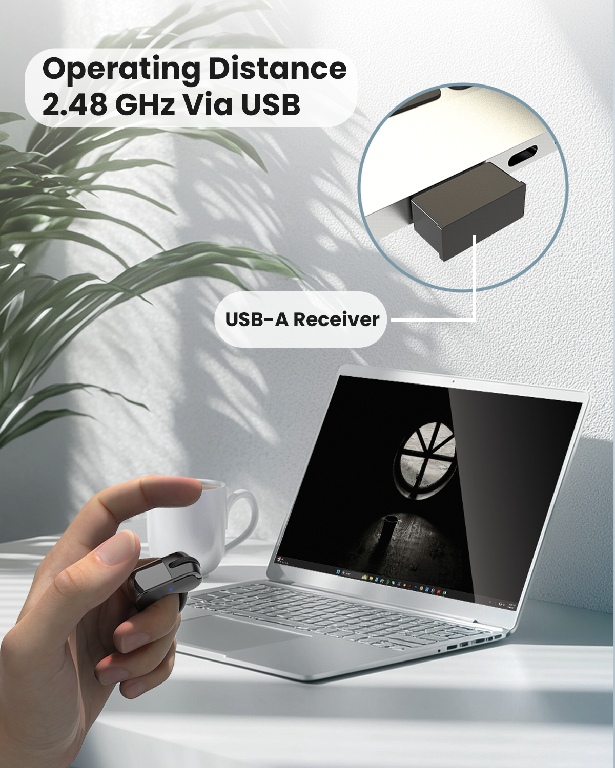 Moxedo Bluetooth 5.3 Finger Ring Mouse for PC, Laptop, Tablet, Mobile Wireless Wearable Presenter with Touchpad, Scroll & Page Turner Remote Controller Ring with Charging Case & Stand