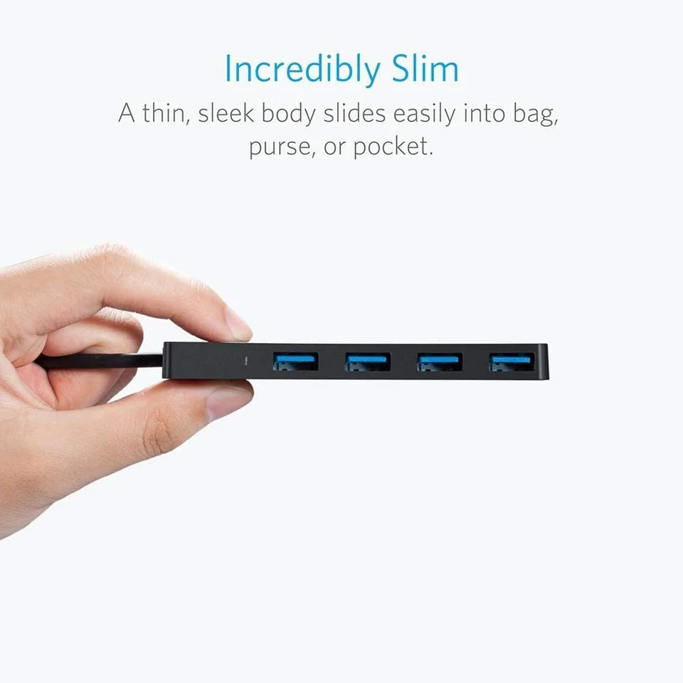 Anker Ultra Slim 4-Port USB 3.0 Data Hub - Black