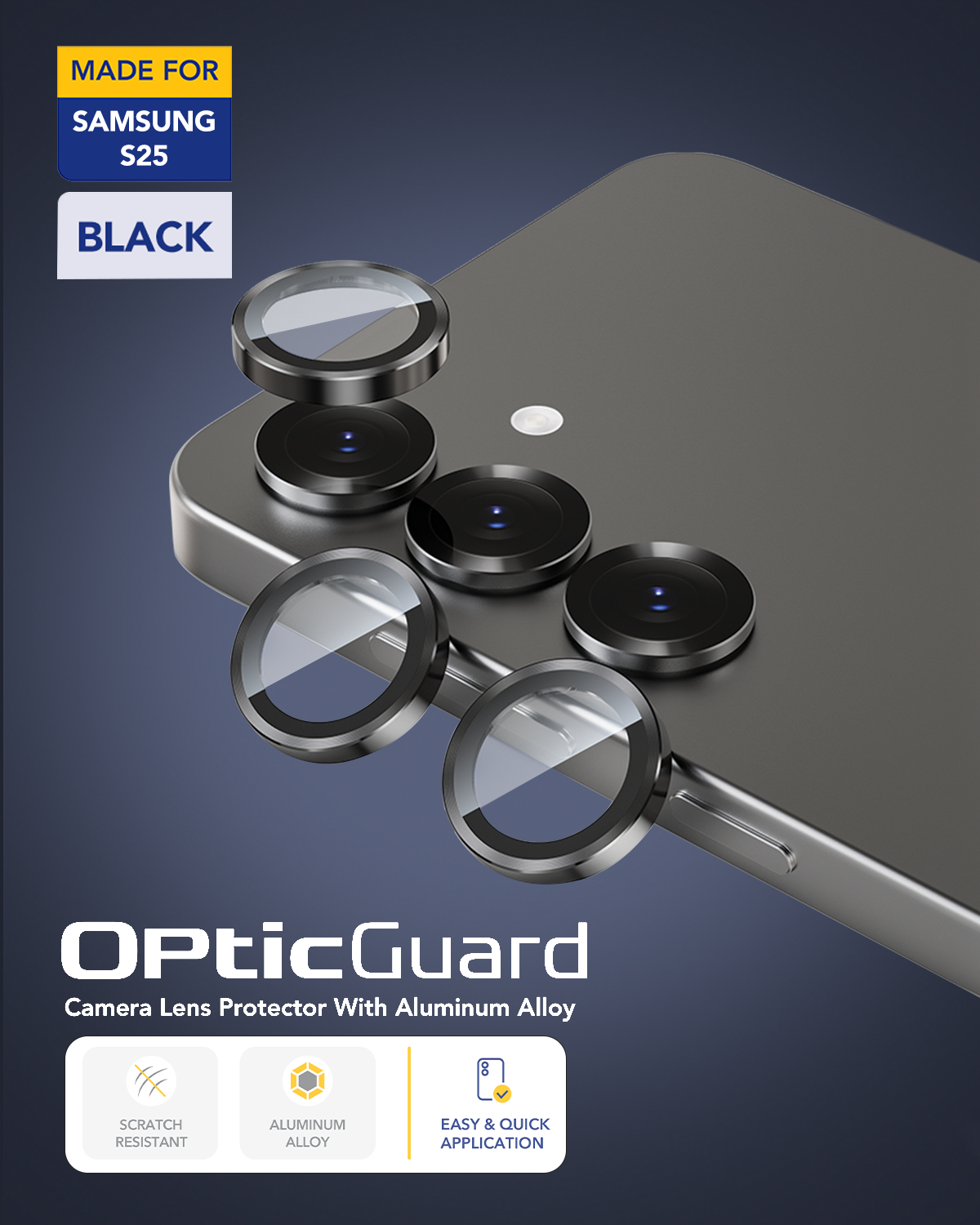 Remson Optic Guard Camera Lens Protector for Samsung Galaxy S25 Plus - Black