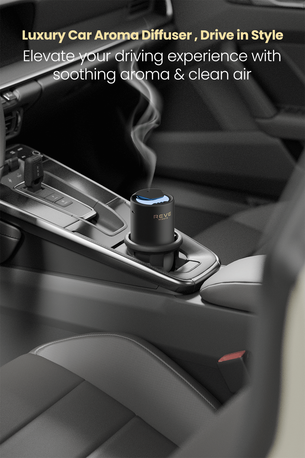 REVE Aroma Diffuser Long Lasting Fragrance Device for Home and Car Waterless Aromatherapy Essential Oil Diffuser 10 Hrs Auto Shut-Off Rechargeable with Built-in 3 Ambient Lights