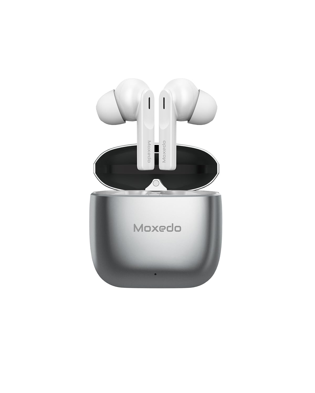 Moxedo True Tunes TWS Wireless Bluetooth Earbuds, Dual Microphone Clear Calls, IPX4 Sweat Resistance Easy Touch Control, ENC Noise Reduction Technology - Silver