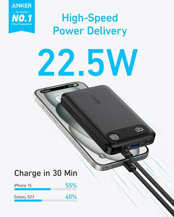 Anker Power Bank (10,000mAh, 22.5W) - Black