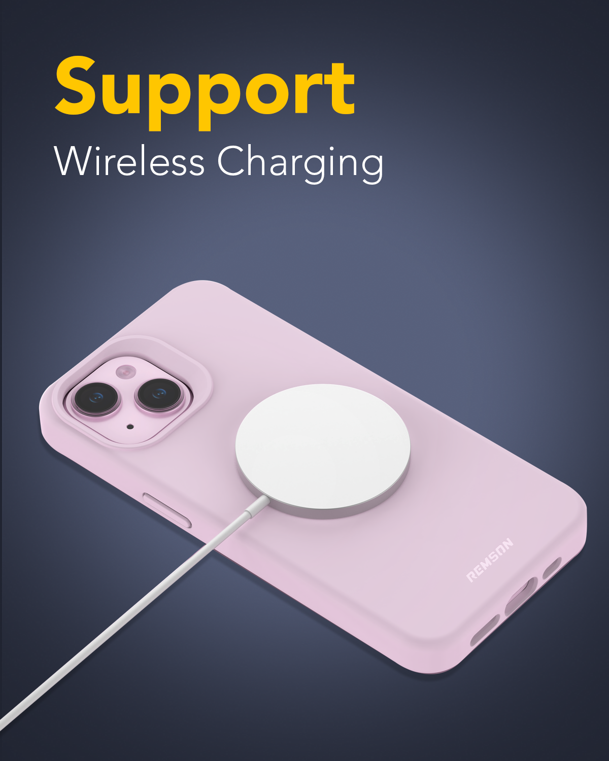 جراب Remson Mag-X المغناطيسي الهجين الواقي المصنوع من السيليكون، حماية عسكرية متوافقة مع iPhone 15 6.1 بوصة - وردي 