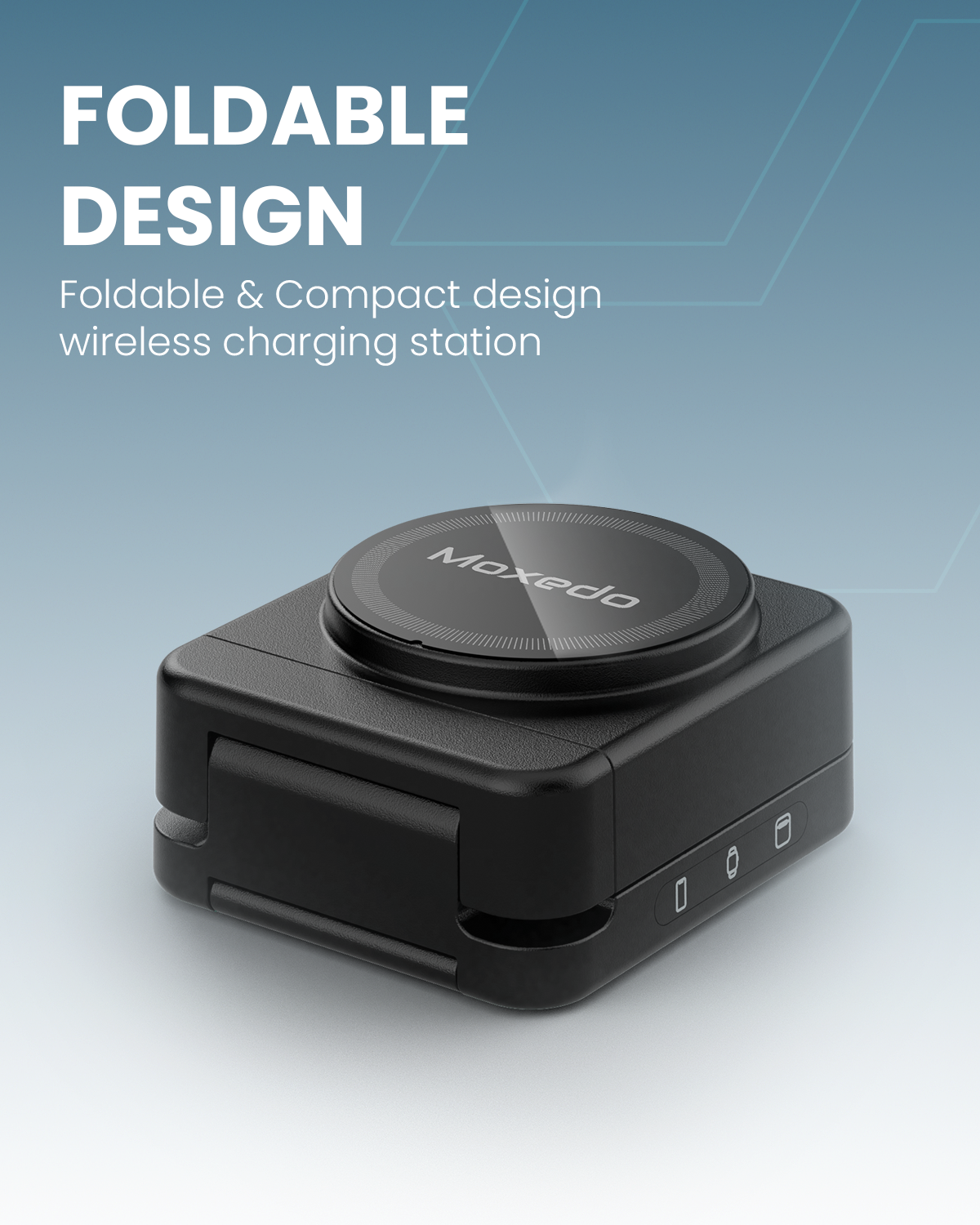 Moxedo 3 in 1 Foldable Wireless Charging Station 15W Wireless Stand Magsafe Charger Compatible for iPhone/Earbuds/ iWatch and Huawei Watch