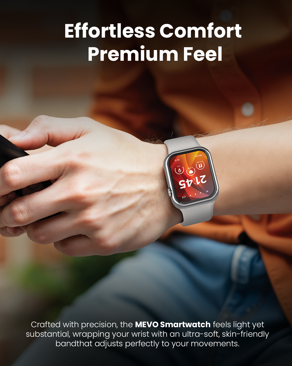 Moxedo Mevo Smart Watch for Android & iOS with 1.71" HD AMOLED Display, Wireless Charging, Chat GPT AI Assistant, Bluetooth Calling, Fitness & Health Tracker, Sleep Monitor, IP67 Waterproof (Gray)