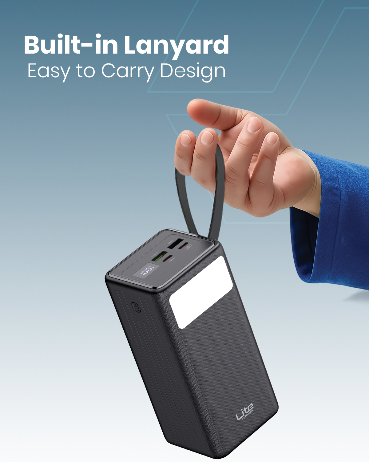 Moxedo Lite Multi-Port 50,000 mAh PD 20W Mini Power Station Fast Charging 2 USB-C / 2 USB-A Ports Portable with Built-in LED Flash Light and Lanyard