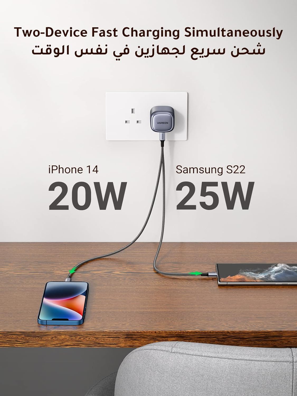 شاحن Nexode القابل للطي بقوة 45 وات ومنفذين GaN وUSB C يدعم PD 3.0/PPS 