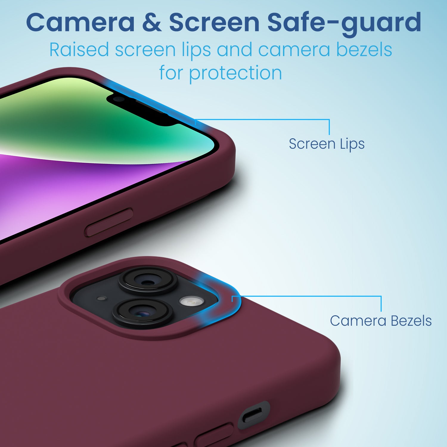 Remson Mag-X Magnetic Hybrid Protective Silicone Case Military Grade Protection Compatible For iPhone 14 - Maroon