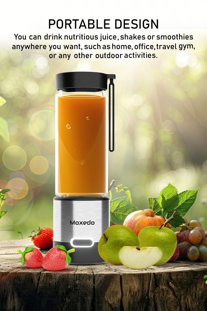 Moxedo Frutiva Juicer Blender 16500RPM USB Rechargeable Personal Self-Cleaning Blender with 6 Stainless Steel Blades BPA-Free Compact Mini Smoothie Maker for Shakes, Protein Drinks for Travel