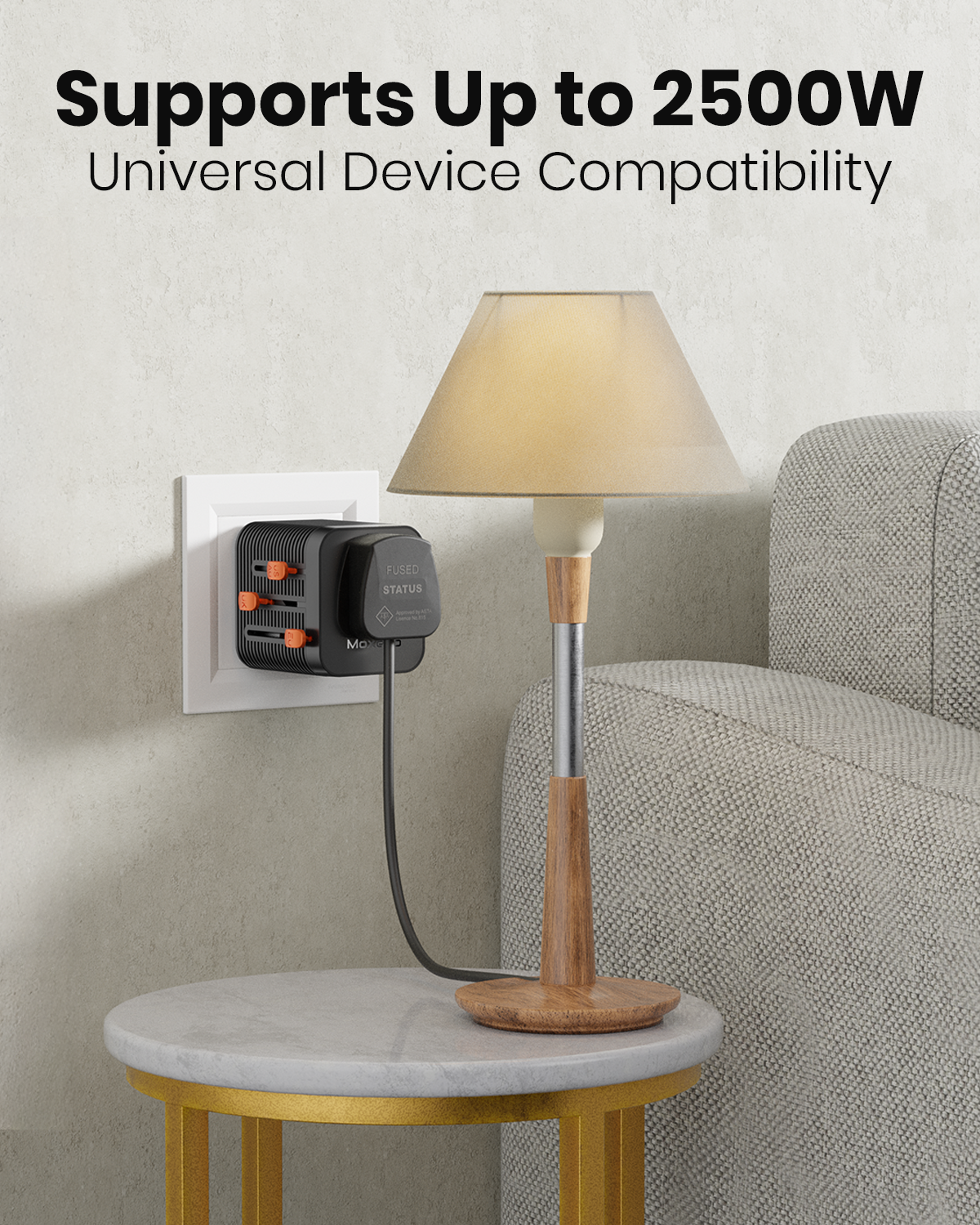 Moxedo Universal – Plug Travel Conversion Socket 2500W AC Outlet Power Socket Plug with Built-in Auto Resetting Fuse for UK, US, Japan, China, Australia, Europe