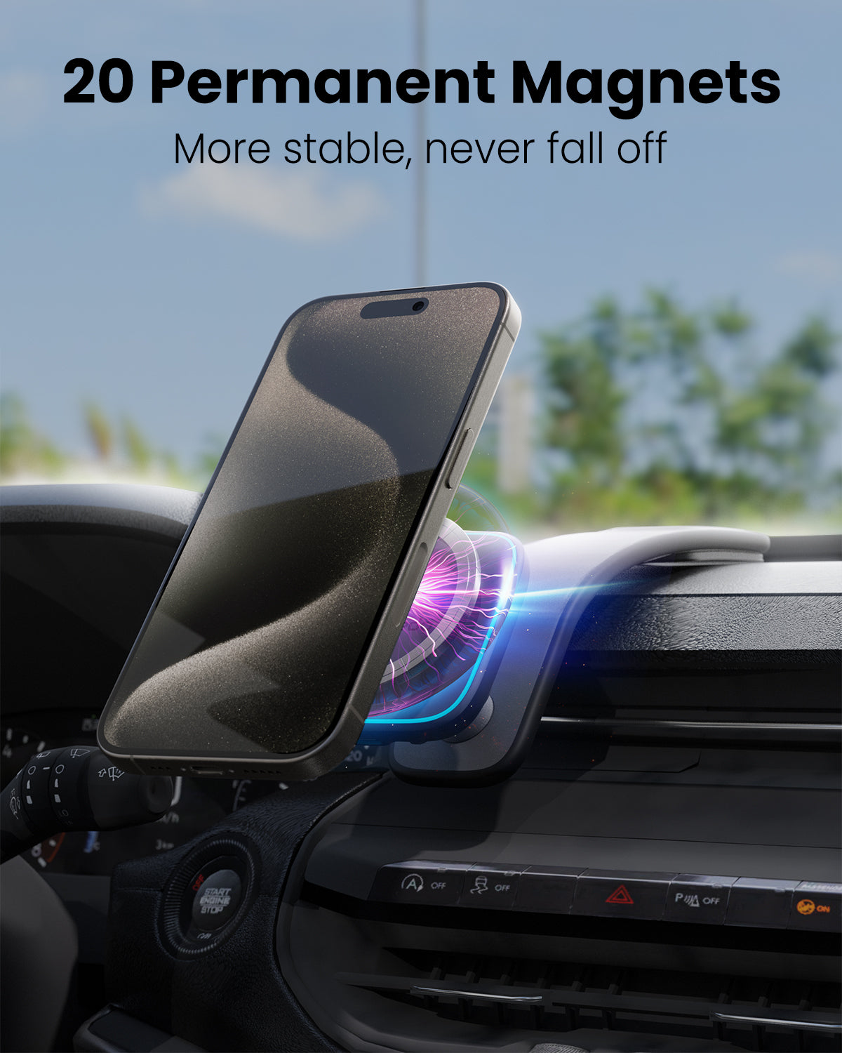 Moxedo Flexi-Grip Magnetic Phone Holder 15W Wireless Charging Car Mount Bendable Titanium Alloy 360° Rotation with Air Vent Clip