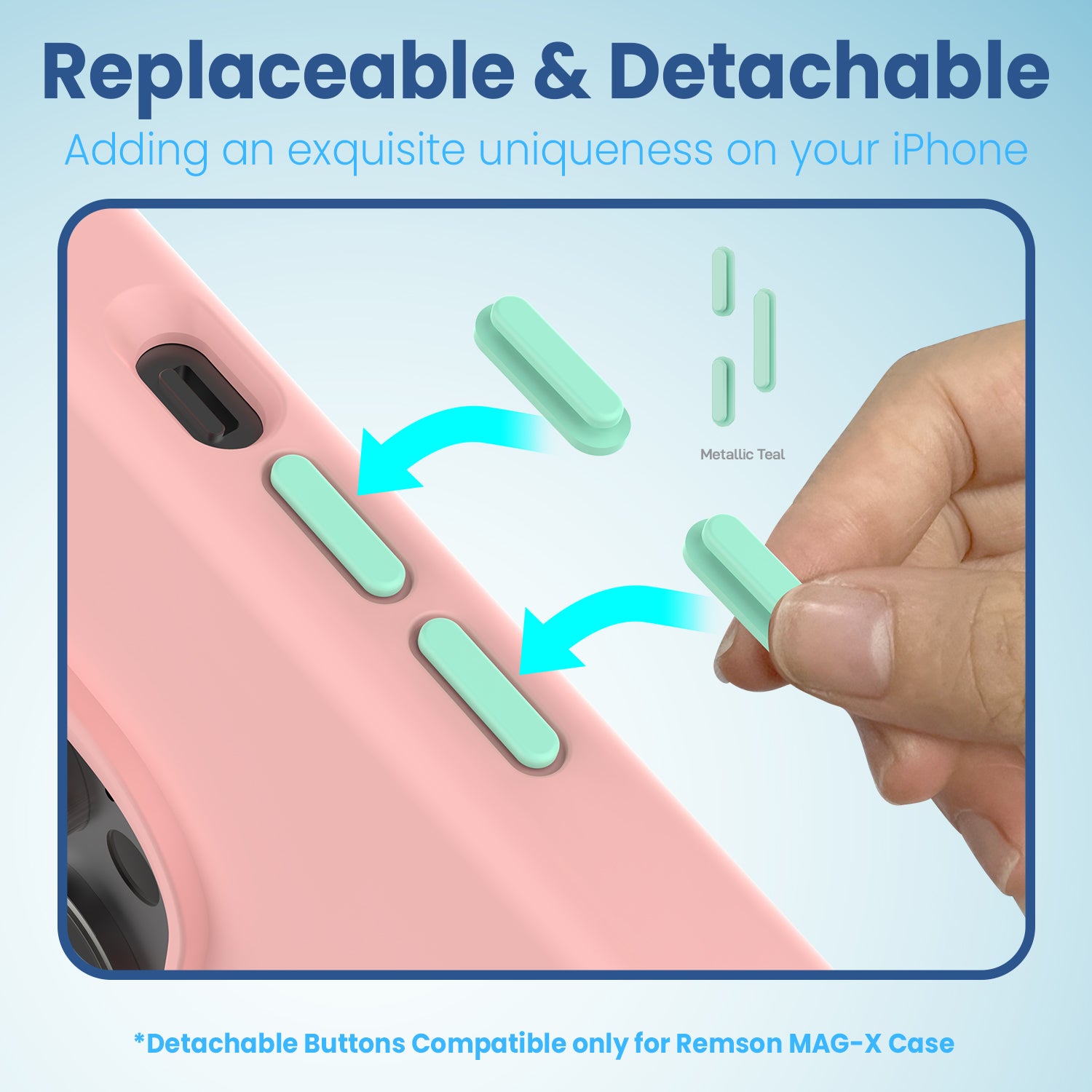 Remson Mag-X Phone Grip Strap with Magnetic Phone Kickstand - Pink/Teal