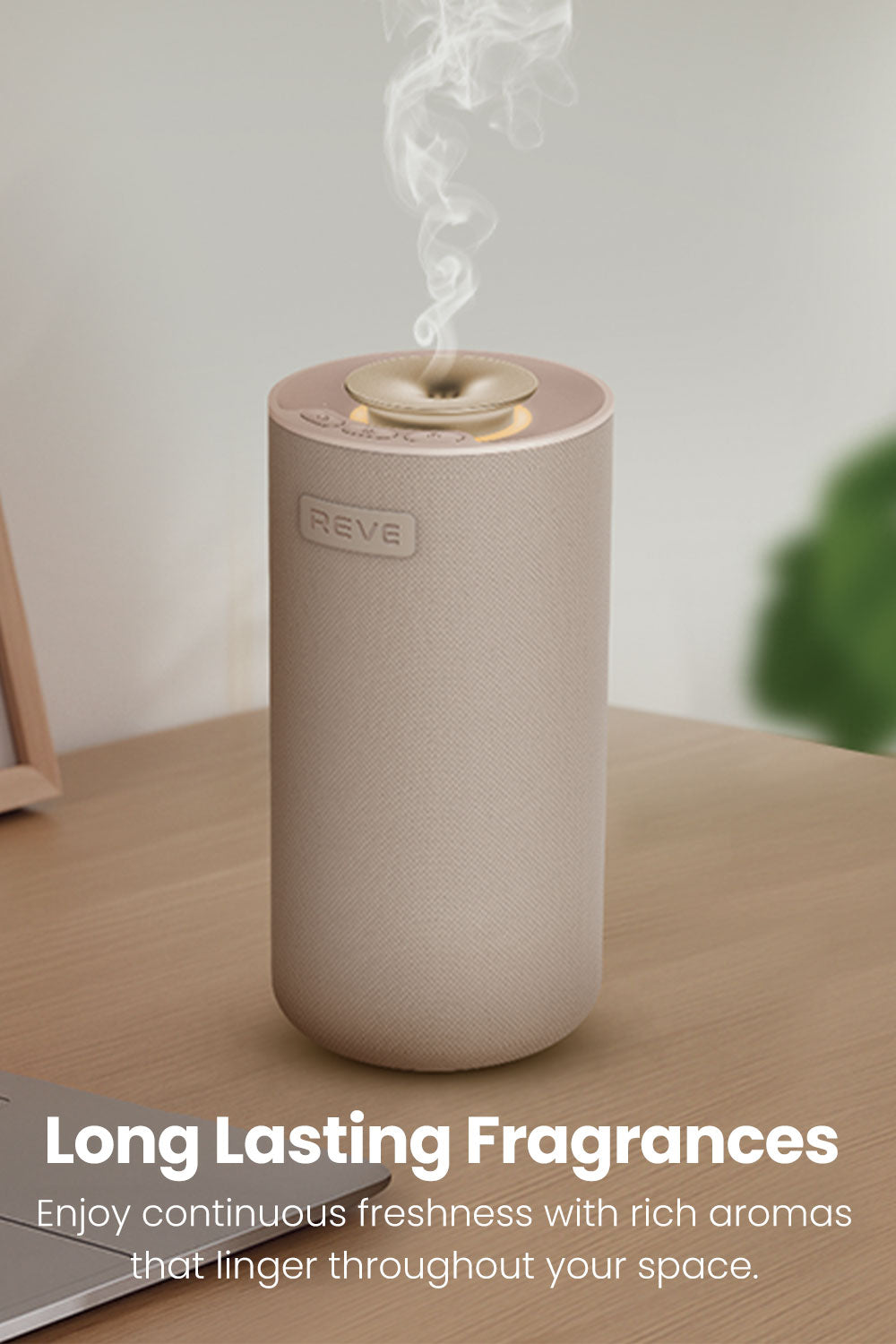 Reve Scent Diffuser with Built-in Speaker Waterless Aromatherapy Essential Oil Diffuser 10 Hrs Working Time Long Lasting Fragrance Rechargeable with LED Light for Car Home and Offices