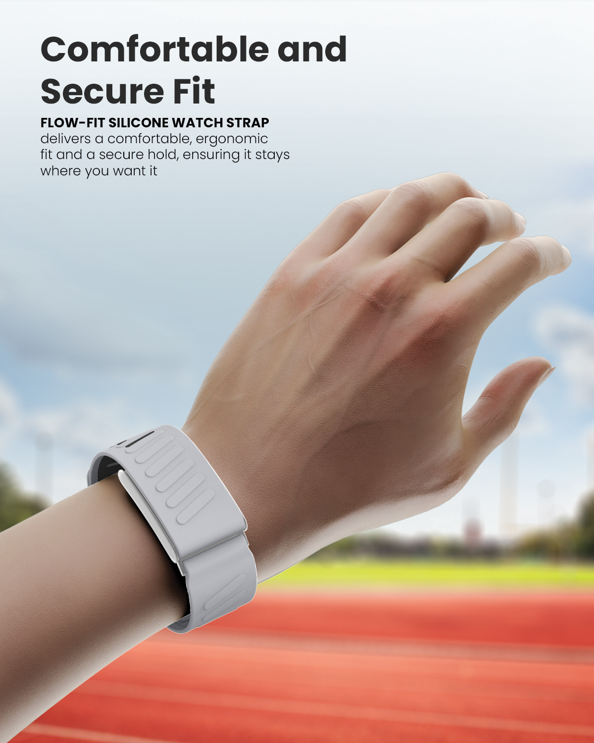 Moxedo Flow-Fit Silicone Strap Compatible with WHOOP 4.0  Adjustable Replacement Band for Men & Women Lightweight, Sweatproof, Skin-Friendly, Secure Fit, Waterproof Sports Loop -Gray/Black