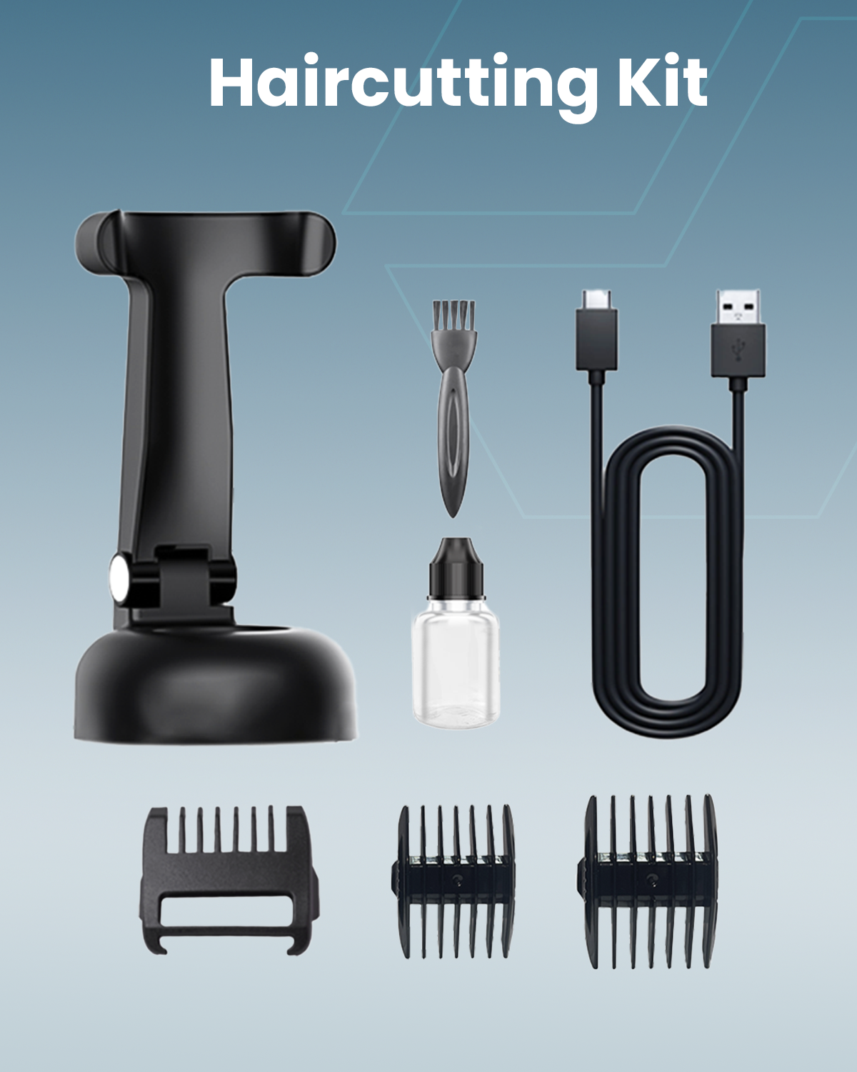 Moxedo Cordless Hair Trimmer Rechargeable Body Hair Clippers 7000 RPM Removable Blade Set Waterproof with LED Torch Light Foldable Charging Stand for Barbers and Home Use