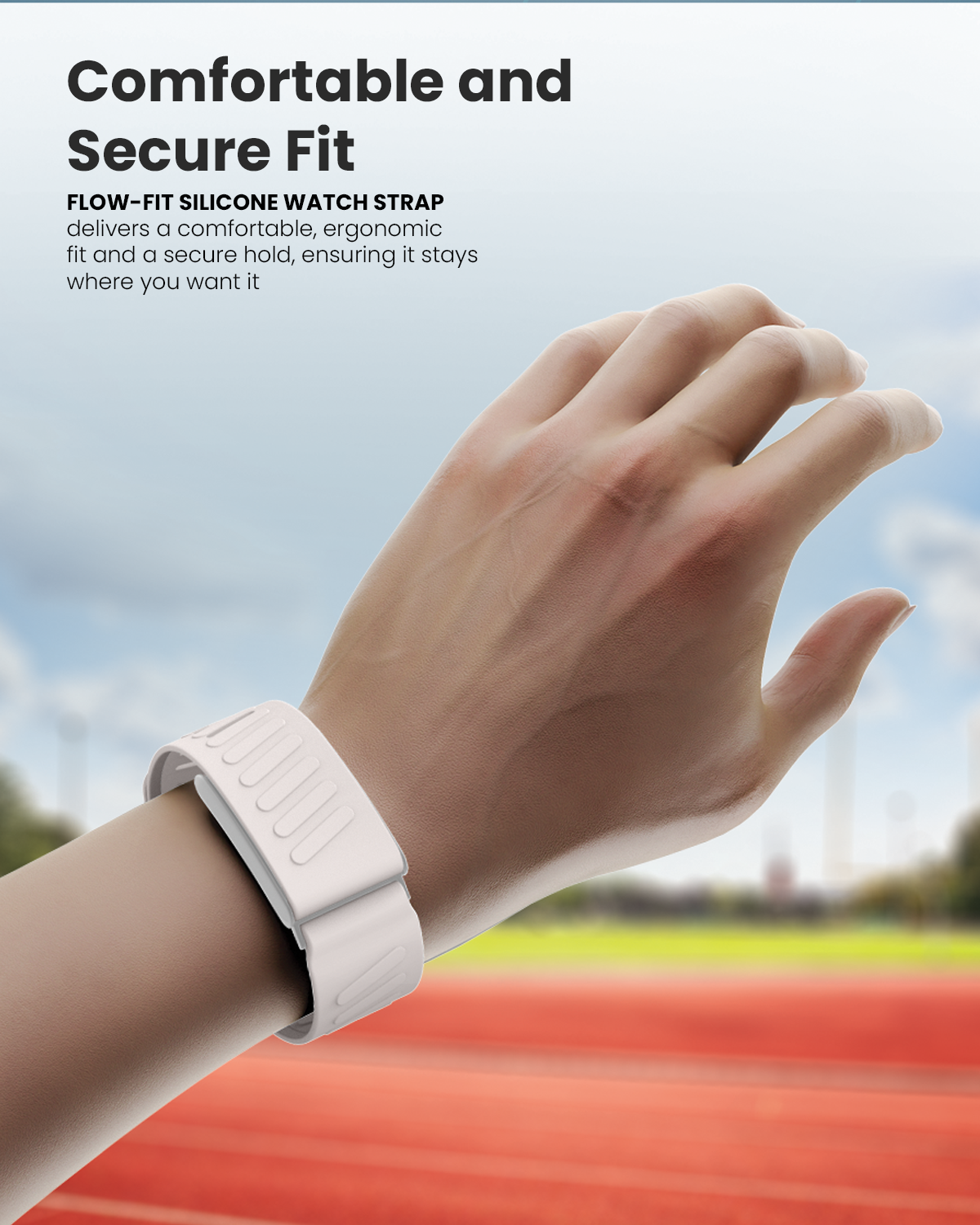Moxedo Flow-Fit Silicone Strap Compatible with WHOOP 4.0  Adjustable Replacement Band for Men & Women Lightweight, Sweatproof, Skin-Friendly, Secure Fit, Waterproof Sports Loop -Beige