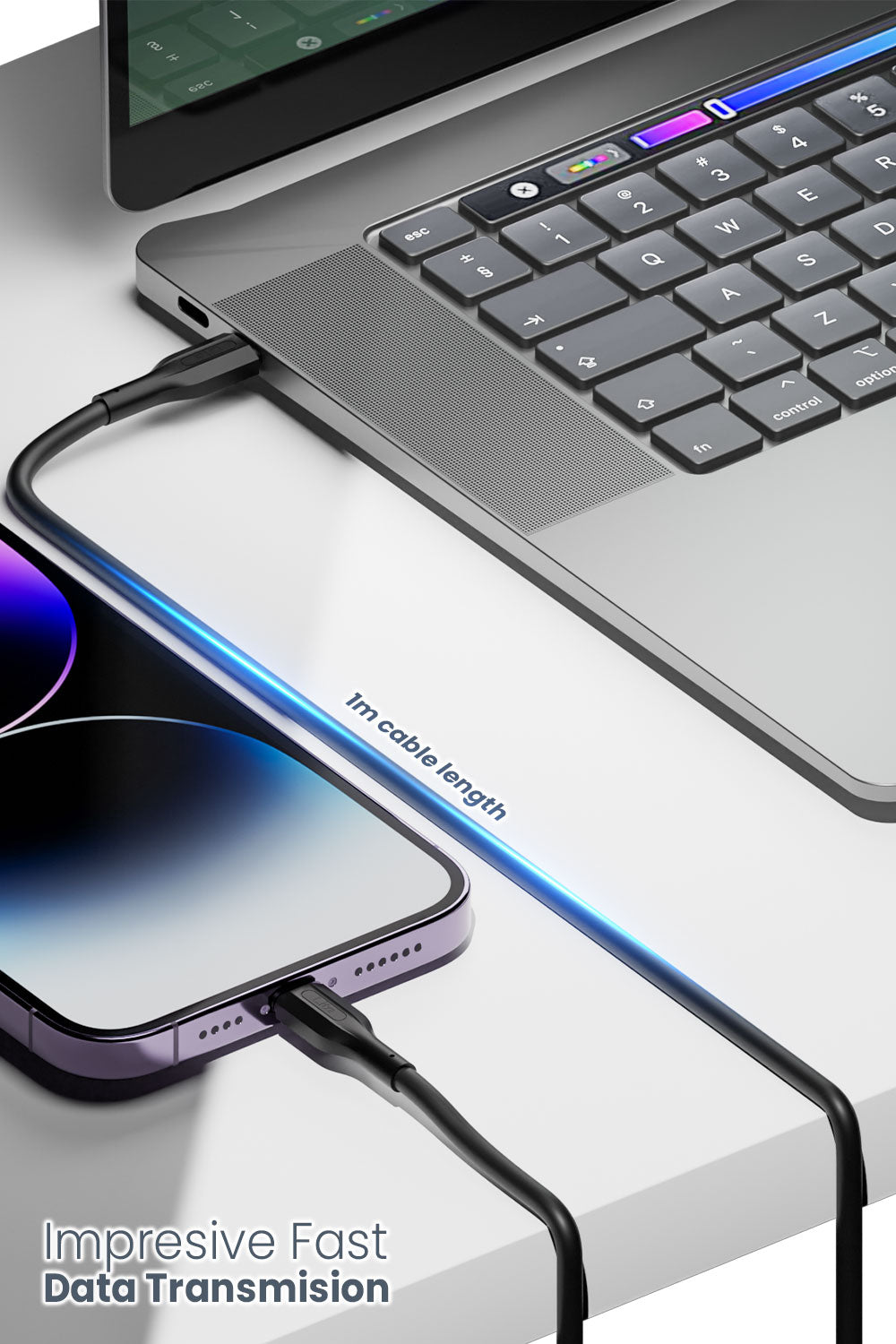 Moxedo Lite 20W GaN Charger USB-A/USB-C Ports Fast Charging PD 3.0 with USB-C to Lightning Cable 1.0 Meter Cable Compatible for iPhone 14 13 12 11 Series/XR/XS/X/8/iPad/Air Pods Series.