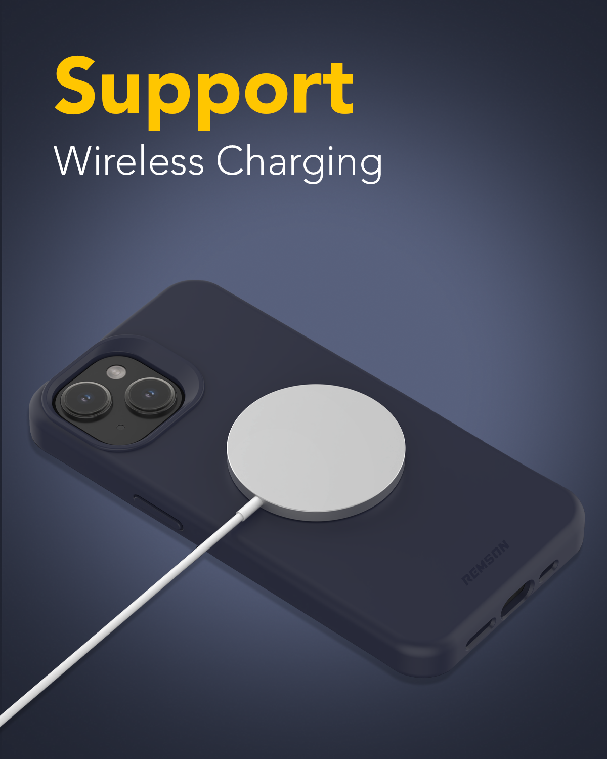 جراب Remson Mag-X المغناطيسي الهجين الواقي المصنوع من السيليكون، حماية عسكرية متوافقة مع iPhone 15 6.1 بوصة - أزرق داكن 