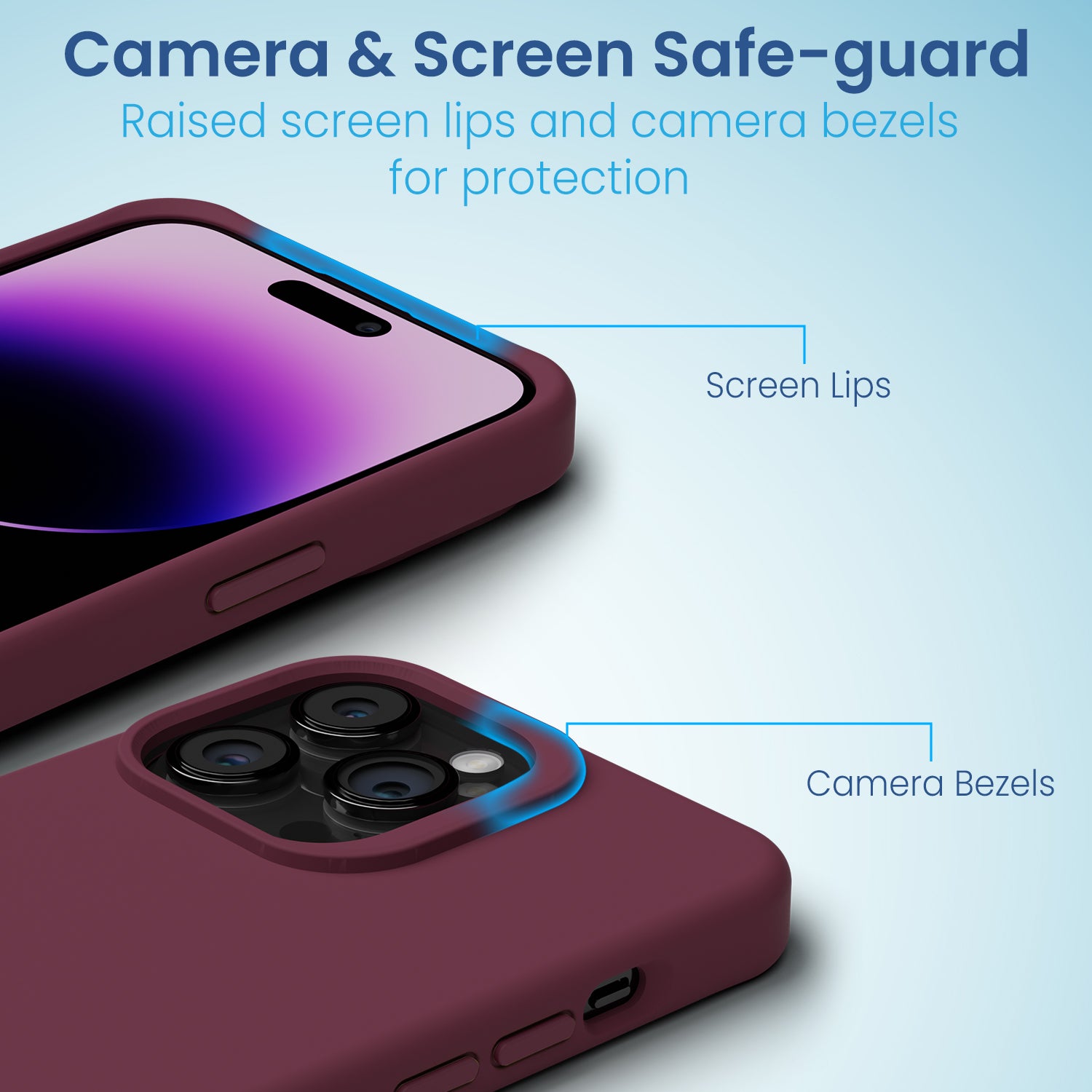 Remson Mag-X Magnetic Hybrid Protective Silicone Case Military Grade Protection Compatible For iPhone 14 Pro - Maroon