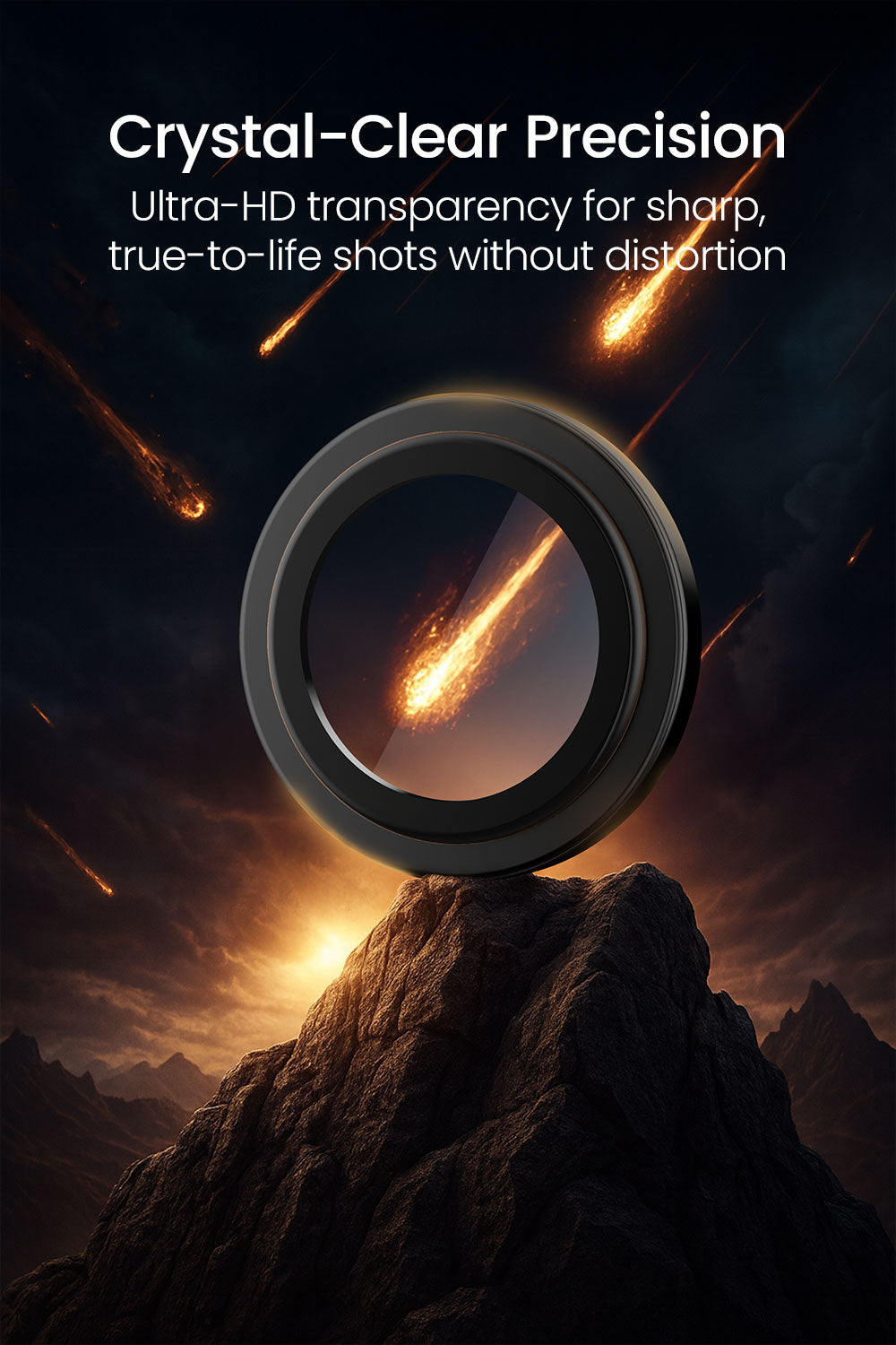 Moxedo Camera Lens Protector for iPhone 17 6.3” 2025 9H Tempered Glass Aluminum Alloy Individual Ring Camera Lens Cover Protector with Easy Installation Tool – Black