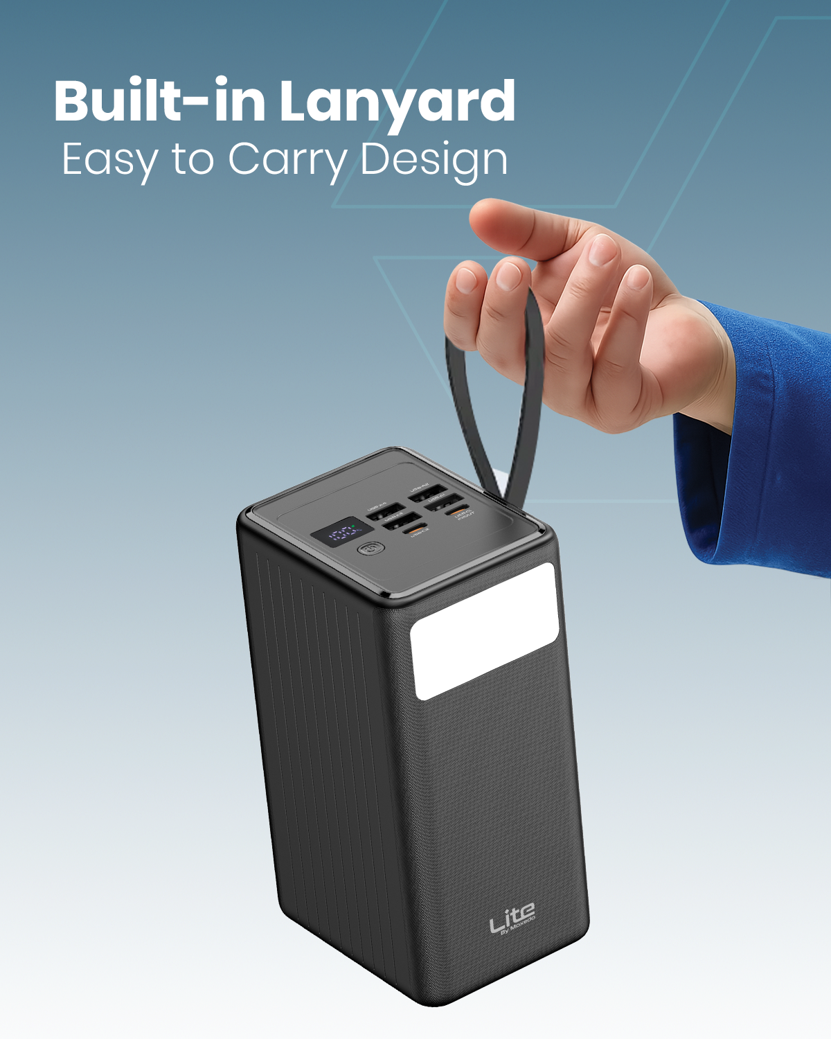 Moxedo Lite Multi-Port 70,000 mAh PD 20W Mini Power Station Fast Charging 2 USB-C / 4 USB-A Ports Portable with Built-in LED Flash Light and Lanyard