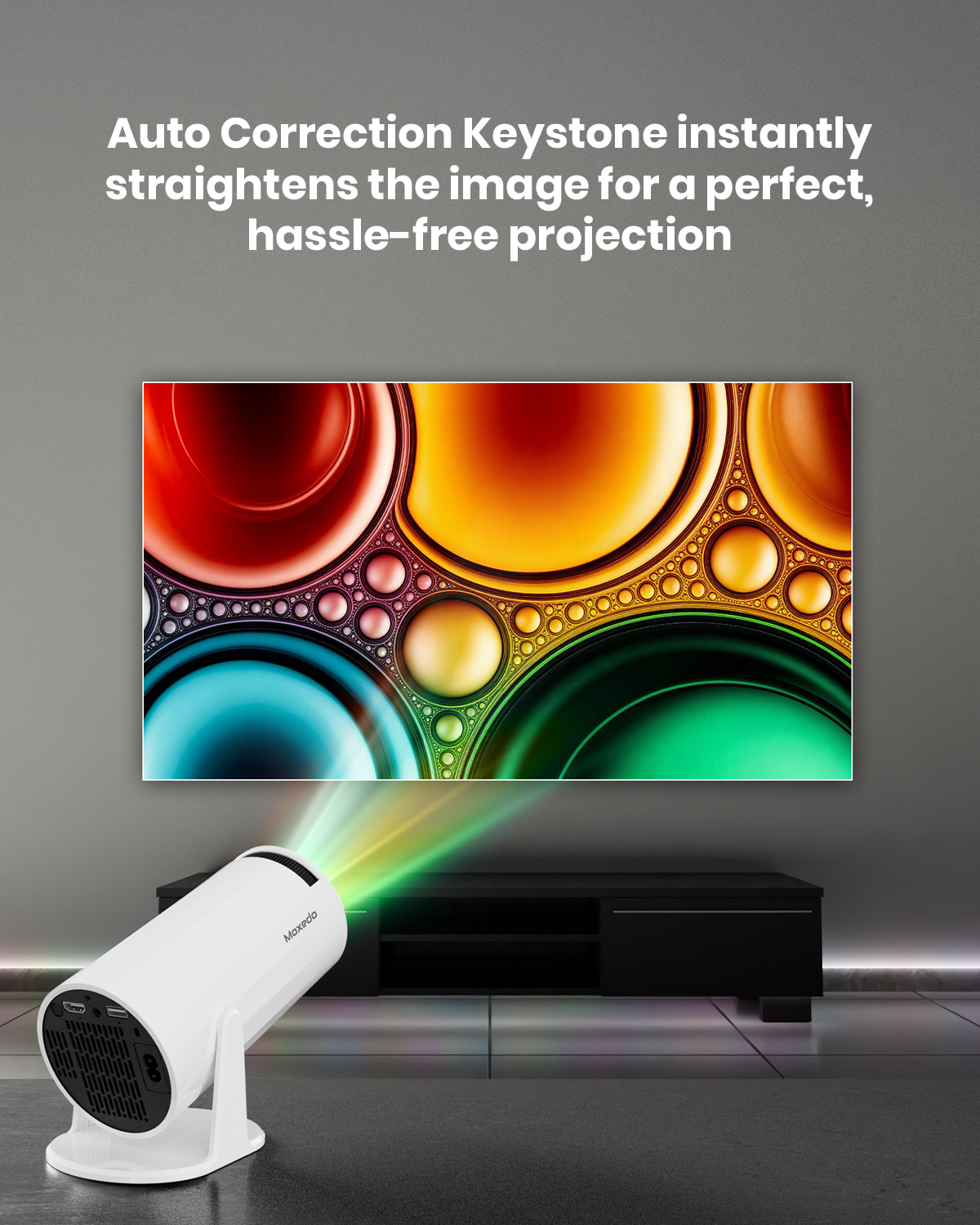 Moxedo Zentra Smart Gaming Projector 4K Android 11 1080P with Auto Keystone and Dual Game Controller, +10000 Games, 200 Ansi Lumen Brightness, Auto Keystone Correction, 1GB RAM 8GB ROM, 3W Speaker, 5G WiFi, Bluetooth 5.0