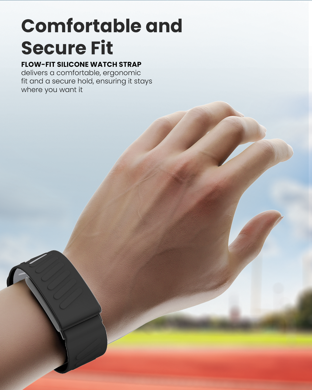 Moxedo Flow-Fit Silicone Strap Compatible with WHOOP 4.0  Adjustable Replacement Band for Men & Women Lightweight, Sweatproof, Skin-Friendly, Secure Fit, Waterproof Sports Loop - Black/Gray