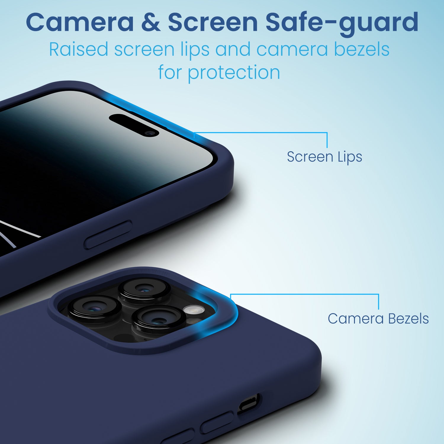 Remson Mag-X Magnetic Hybrid Protective Silicone Case Military Grade Protection Compatible For iPhone 14 Pro Max - Blue