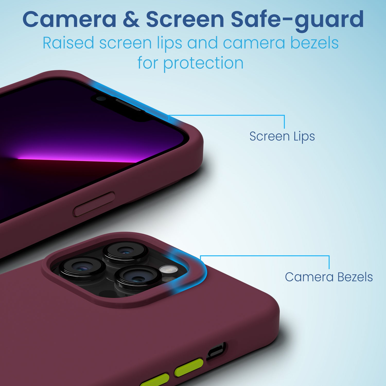 Remson Mag-X Magnetic Hybrid Protective Silicone Case Military Grade Protection Compatible For iPhone 13 Pro Max - Maroon