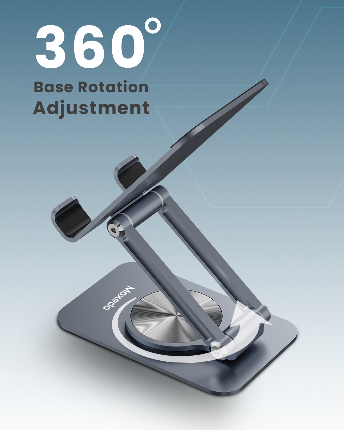Moxedo Holdex Mobile Phone Stand 360° Rotatable Height Adjustable Foldable Desktop Multi-Angle Metal Mobile Stand Holder Compatible with Devices 5.8” to 7.1”
