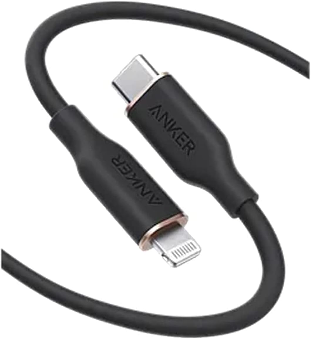 كابل Anker PowerLine III Flow، USB C إلى Lightning (6 أقدام/1.8 متر) - أسود 