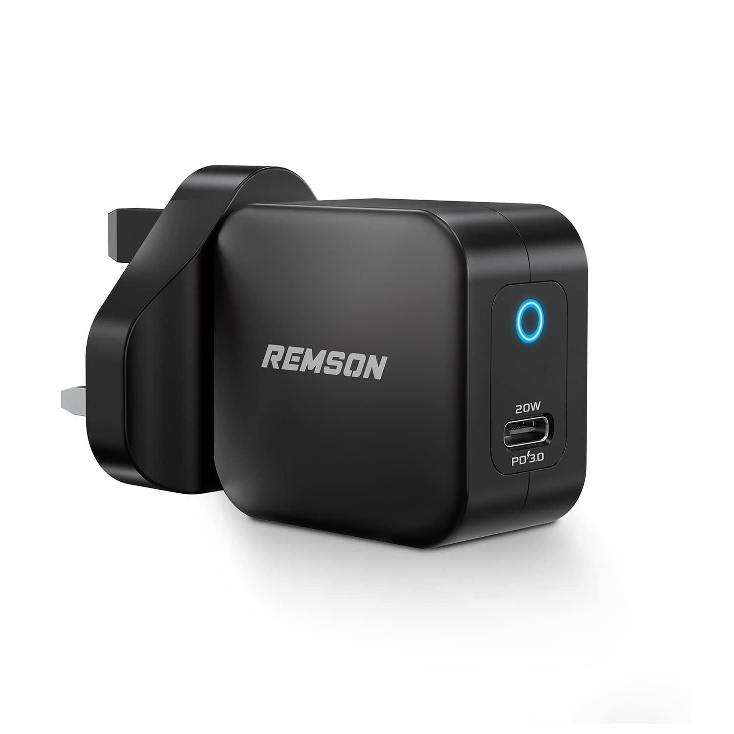 Remson 20W Power Delivery Wall Charger Adapter USB-C Fast Charger Port - Black