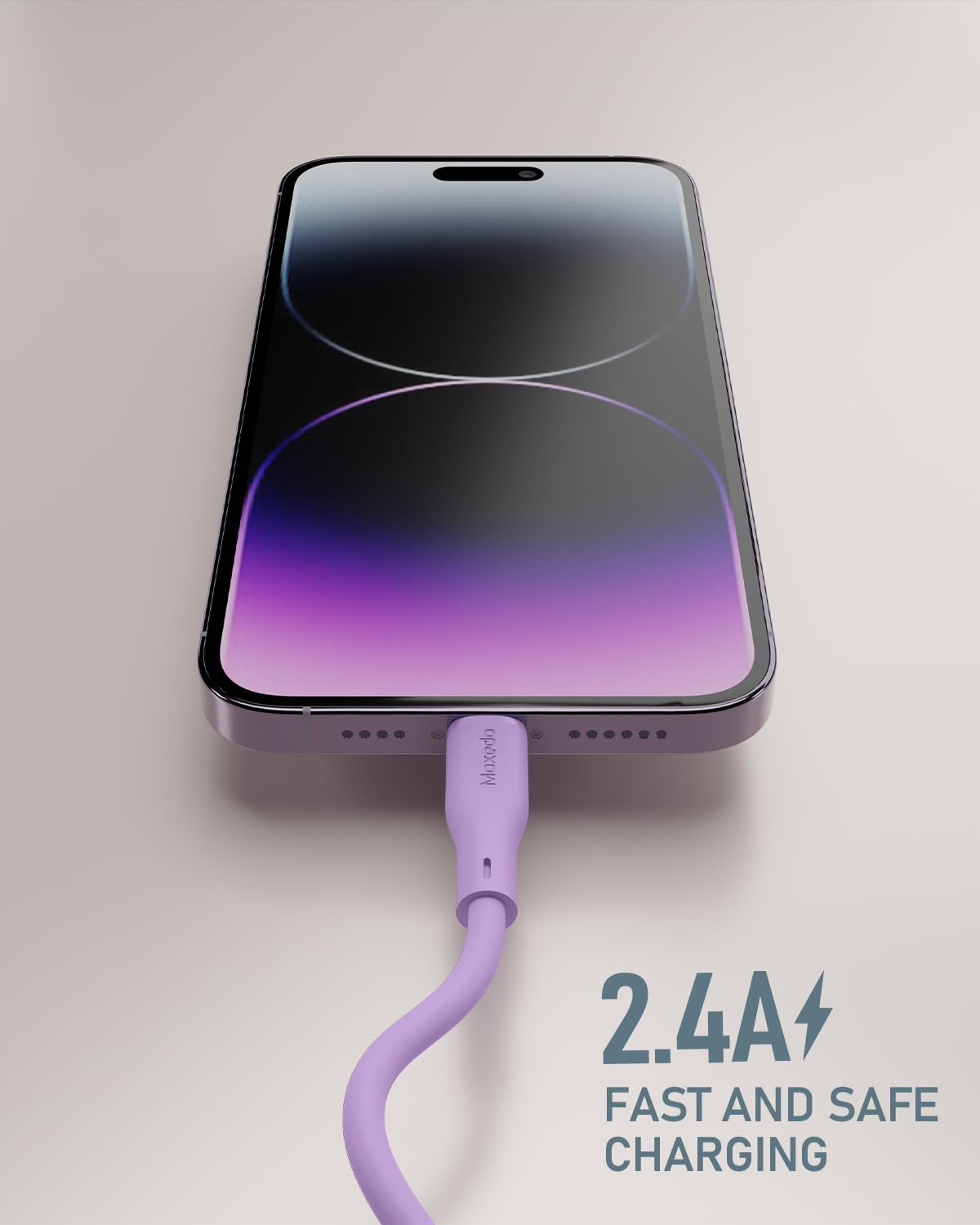 Moxedo CavoX Pro USB-C to Lightning Silicone Cable 27W PD Fast Charge and Data Sync 1.2m (Purple)