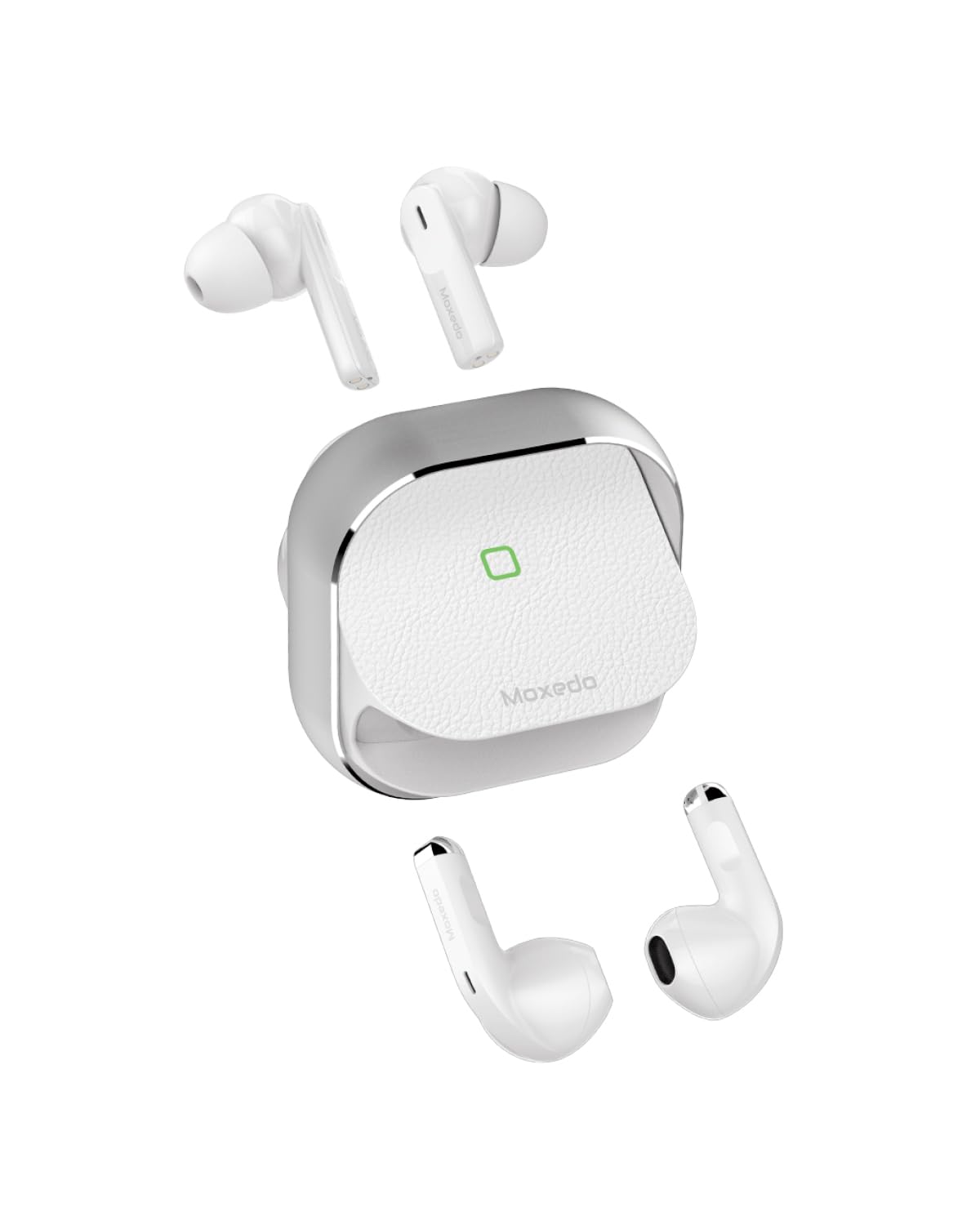 Moxedo Duo Beats 2 in 1 Wireless Bluetooth 5.3 Earbuds Dual Microphone Clear Calls, IPX4 Sweat Resistance Easy Touch Control, ENC Noise Reduction Technology - Silver