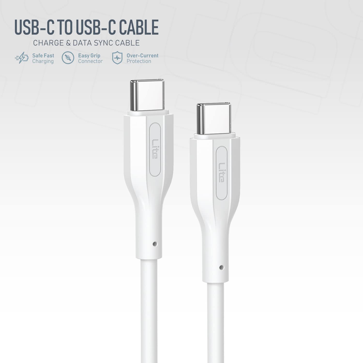 Moxedo Lite USB-C To USB-C Fast Charging Cable 1M Compatible for iPad mini 6，MacBook Pro 2021 14" 16", MacBook Air, iPad Pro 12.9", Samsung S21+, Huawei P30, (White)