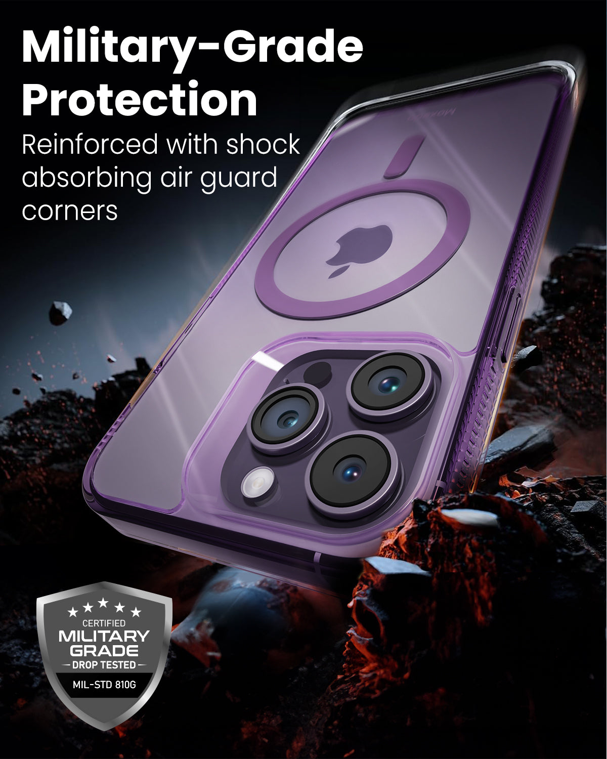 Moxedo Magnetic Protective Case 360 Protection Clear Case Hard PC with Built-in Strong Magnets Compatible with Magnetic Safe Designed for iPhone 14 Pro Max 6.7 inch (Purple)