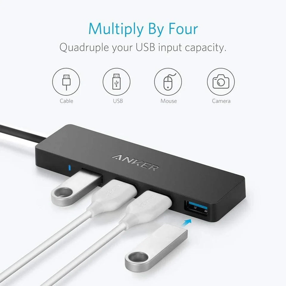 Anker Ultra Slim 4-Port USB 3.0 Data Hub - Black