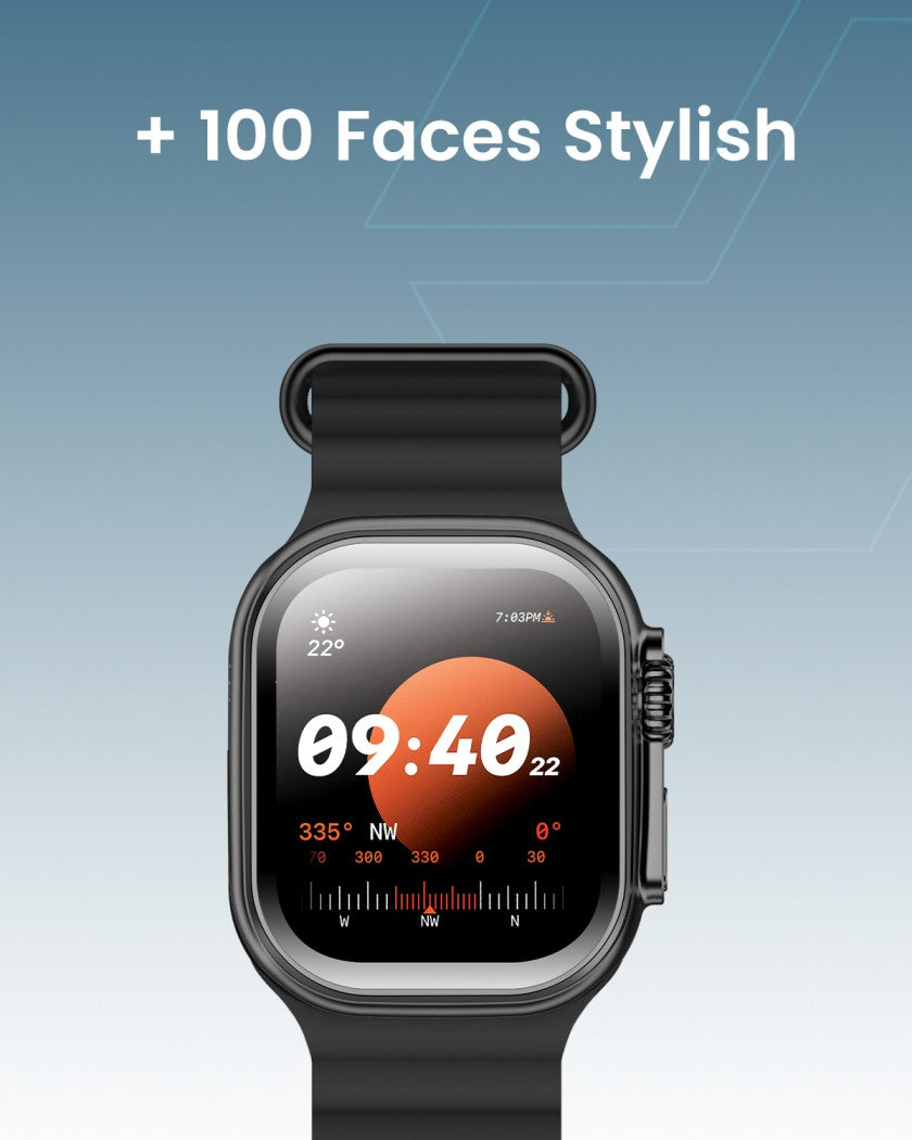 Moxedo Curve Smartwatch Chat GPT AI Assistant Compatible with Android & iOS with 2.01"Super AMOLED Display, Bluetooth Calling, Wireless Charging, IP68 Waterproof, Health & Fitness Tracker – Black