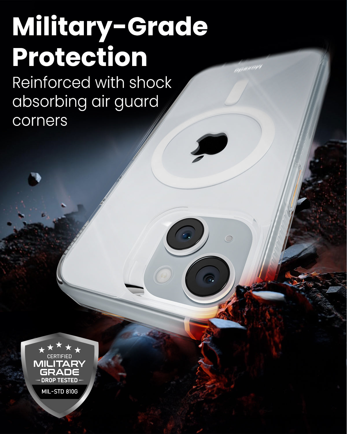 Moxedo Magnetic Protective Case 360 Protection Clear Case Hard PC with Built-in Strong Magnets for iPhone 15 6.1 inch (White)