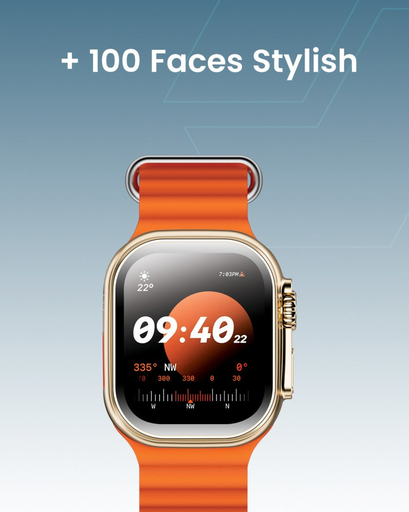 Moxedo Curve Smartwatch Chat GPT AI Assistant Compatible with Android & iOS with 2.01"Super AMOLED Display, Bluetooth Calling, Wireless Charging, IP68 Waterproof, Health & Fitness Tracker – Orange