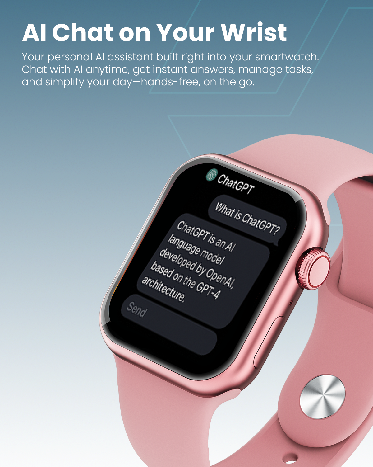 Moxedo Mevo Smart Watch for Android & iOS with 1.71" HD AMOLED Display, Wireless Charging, Chat GPT AI Assistant, Bluetooth Calling, Fitness & Health Tracker, Sleep Monitor, IP67 Waterproof (Rose Gold)