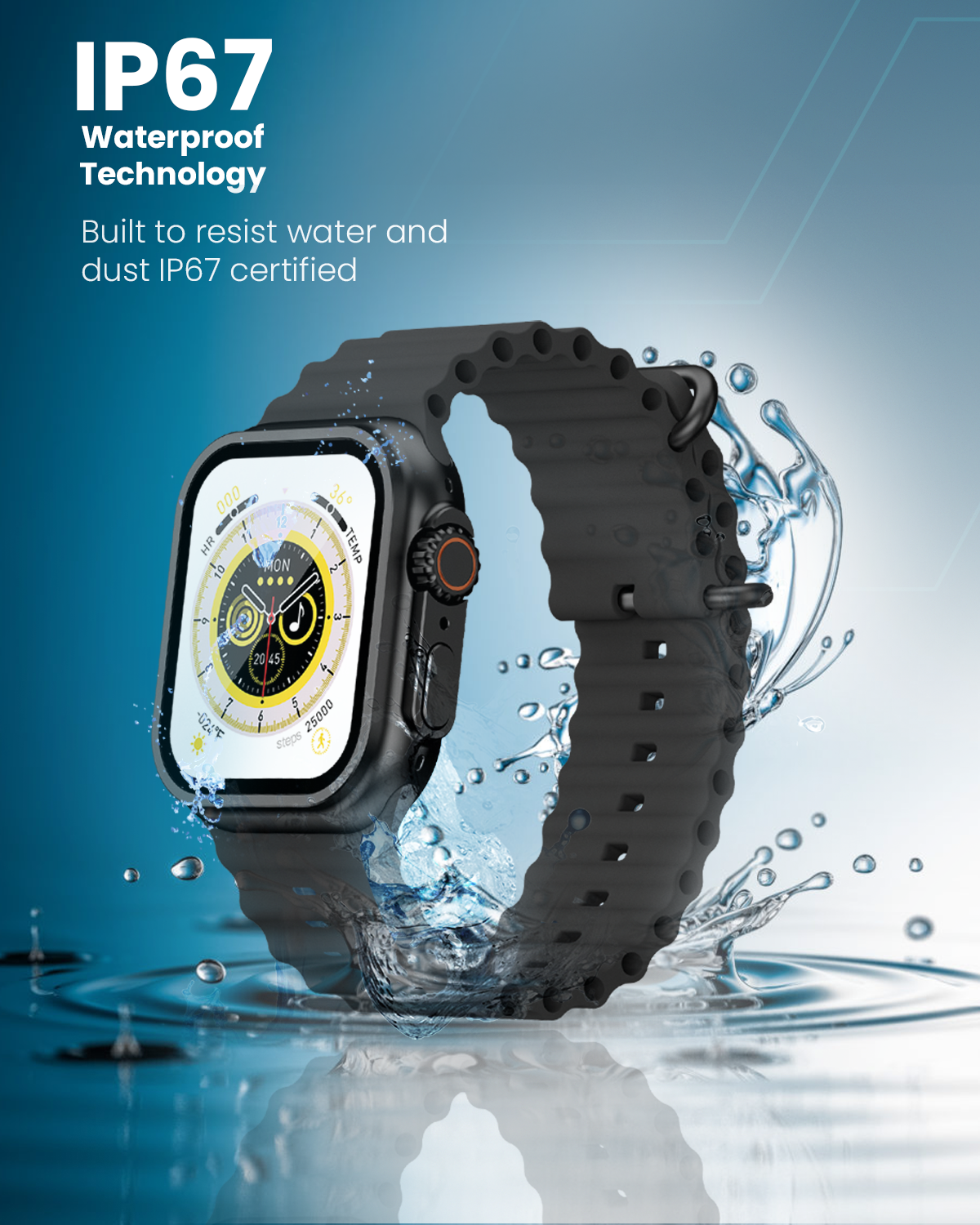 Moxedo Lexor Smart Watch for Android & iOS with 1.71" Super HD AMOLED Display Wireless Charging, Bluetooth Calling, Chat GPT, 100+ Sports Modes, Fitness & Health Tracker, IP67 Waterproof (Black)