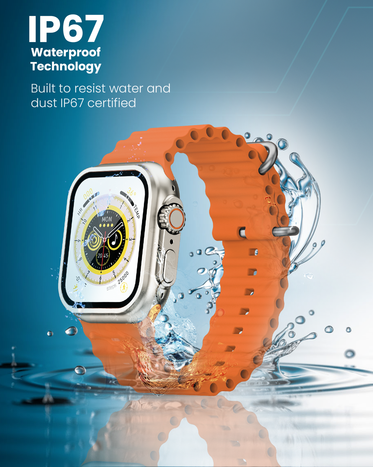Moxedo Lexor Smart Watch for Android & iOS with 1.71" Super HD AMOLED Display Wireless Charging, Bluetooth Calling, Chat GPT, 100+ Sports Modes, Fitness & Health Tracker, IP67 Waterproof (Orange)