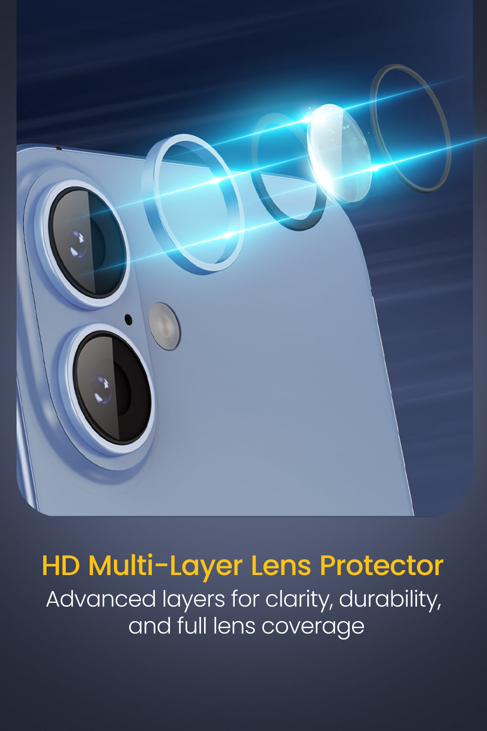 Remson Camera Lens Protector for iPhone 17 6.3 inch, 9H Tempered Glass, HD Multi-Layer Protection, Shatterproof Clarity with Installation Guide-Mist Blue